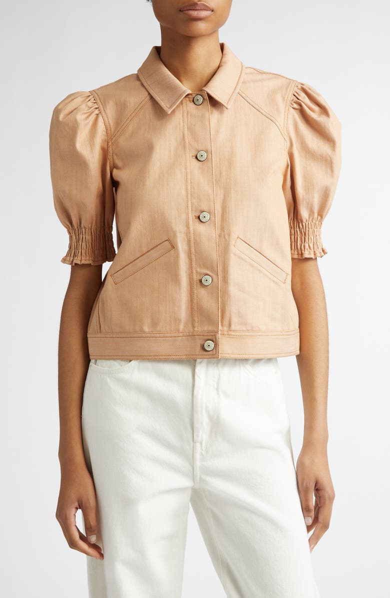 Cinq à Sept Roselyn Short Sleeve Denim Jacket, Main, color,