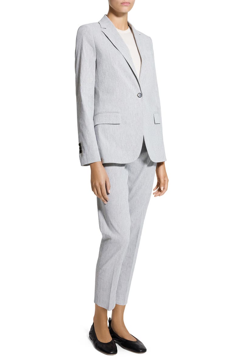 Theory Staple Linen Blend Blazer, Alternate, color, Black Multi