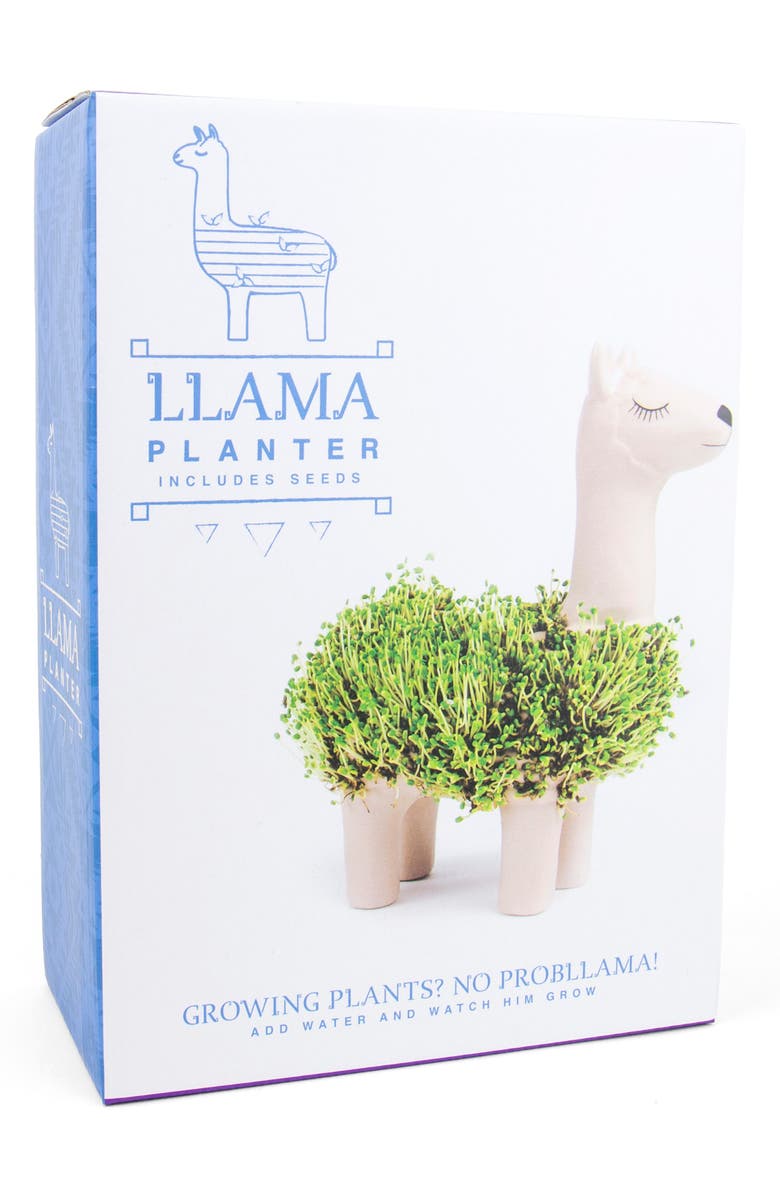GIFT REPUBLIC Llama Chia Planter, Main, color, Green
