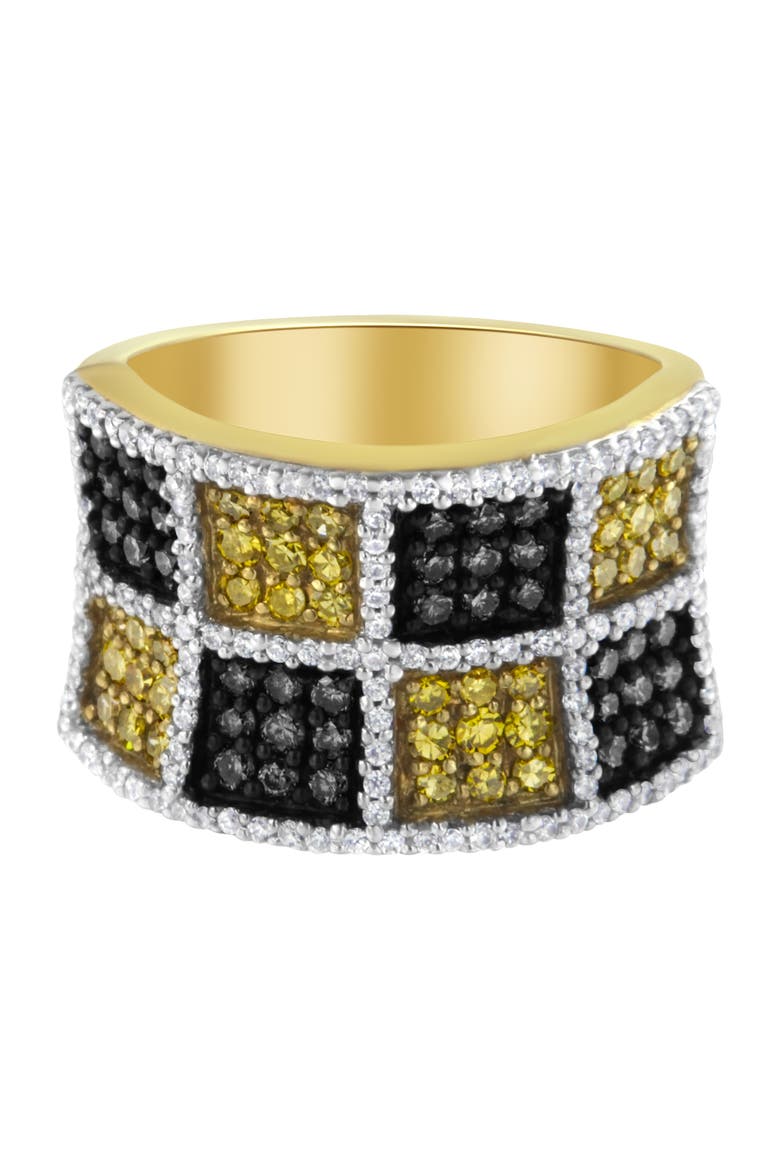 14K Gold 1 1/2Cttw Champagne Yellow and Round Diamond Band Ring, Main, color, Yellow
