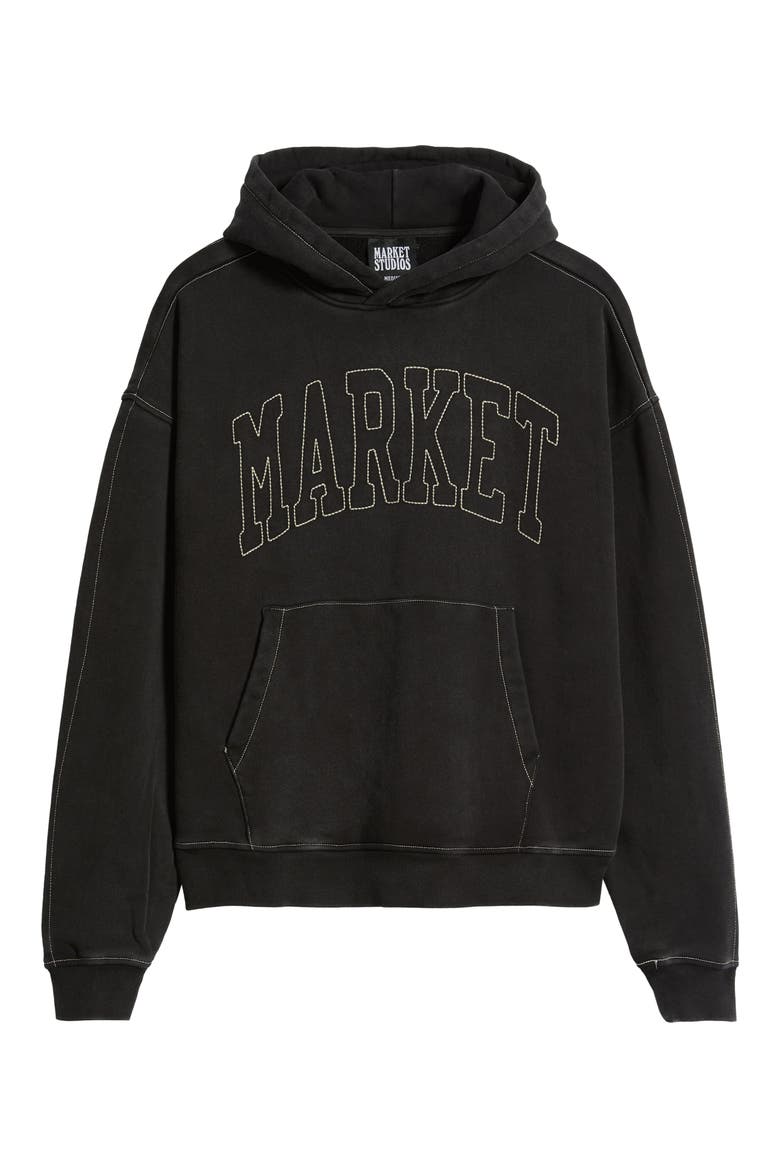 Big Stitch Hoodie, Alternate, color, BLACK