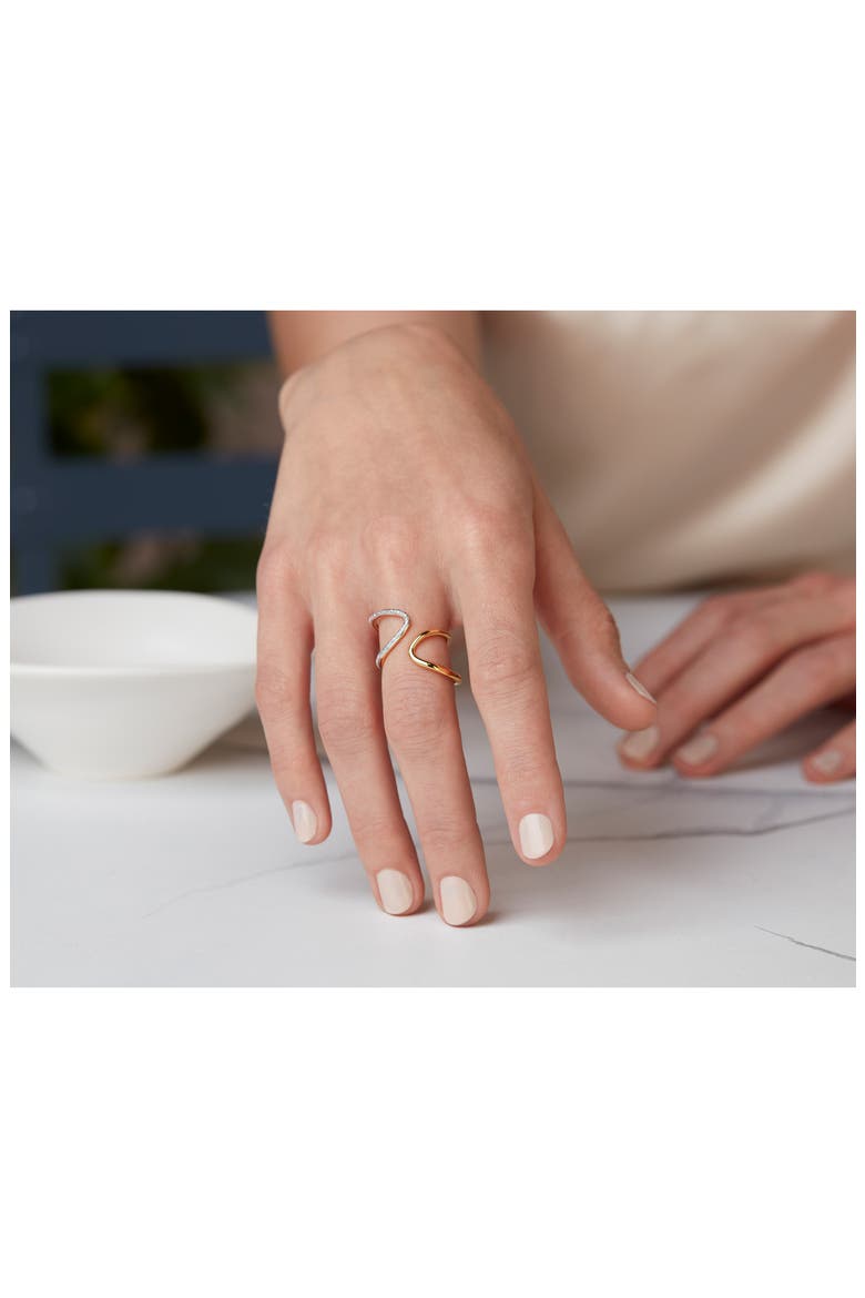 Riva Diamond Open Wrap Ring, Alternate, color, 18CT GOLD VERMEIL/SILVER