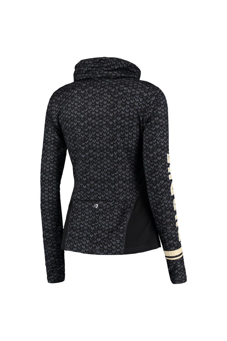 Women's Colosseum Black Purdue Boilermakers Scaled Cowl Neck Pullover Hoodie, Alternate, color, Black