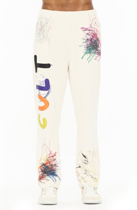 Scribble Raw Hem Sweatpants