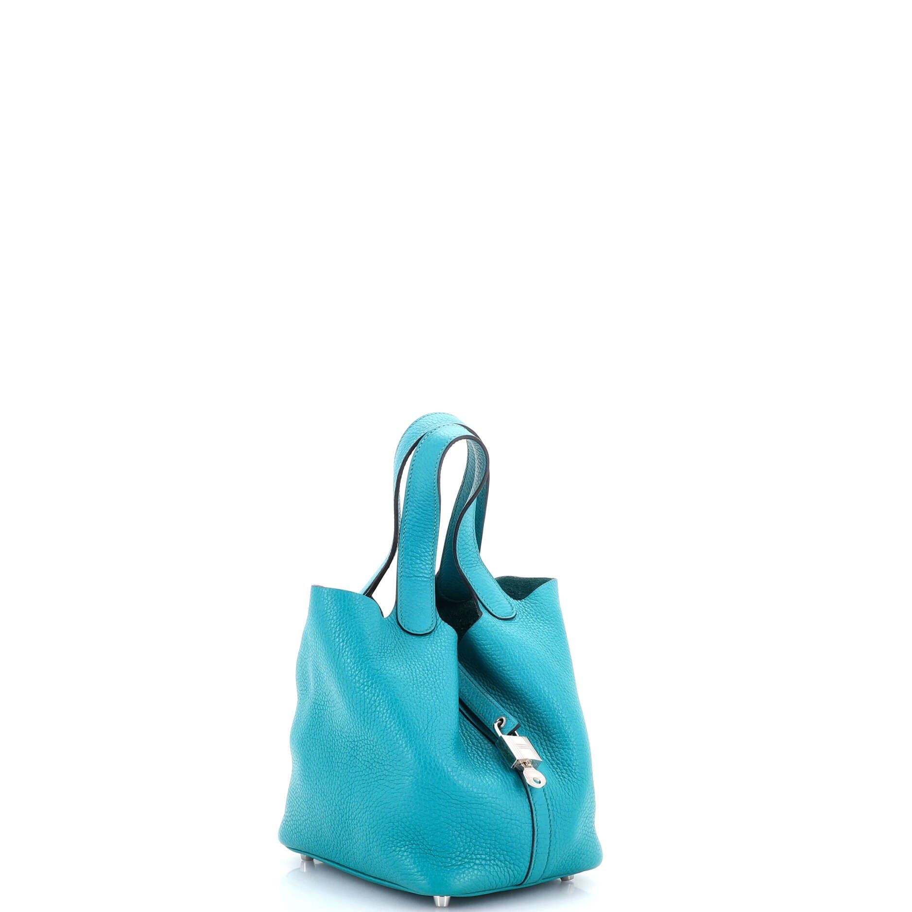 Pre-Owned Hermes Picotin Lock Bag Clemence PM, Alternate, color, Bleu Paon