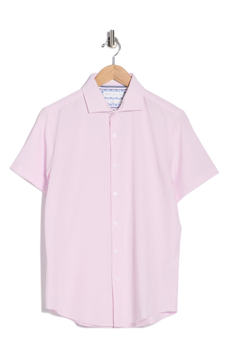 DENIM AND FLOWER Dressy Tech Short Sleeve Button-Up Shirt, Main, color, 