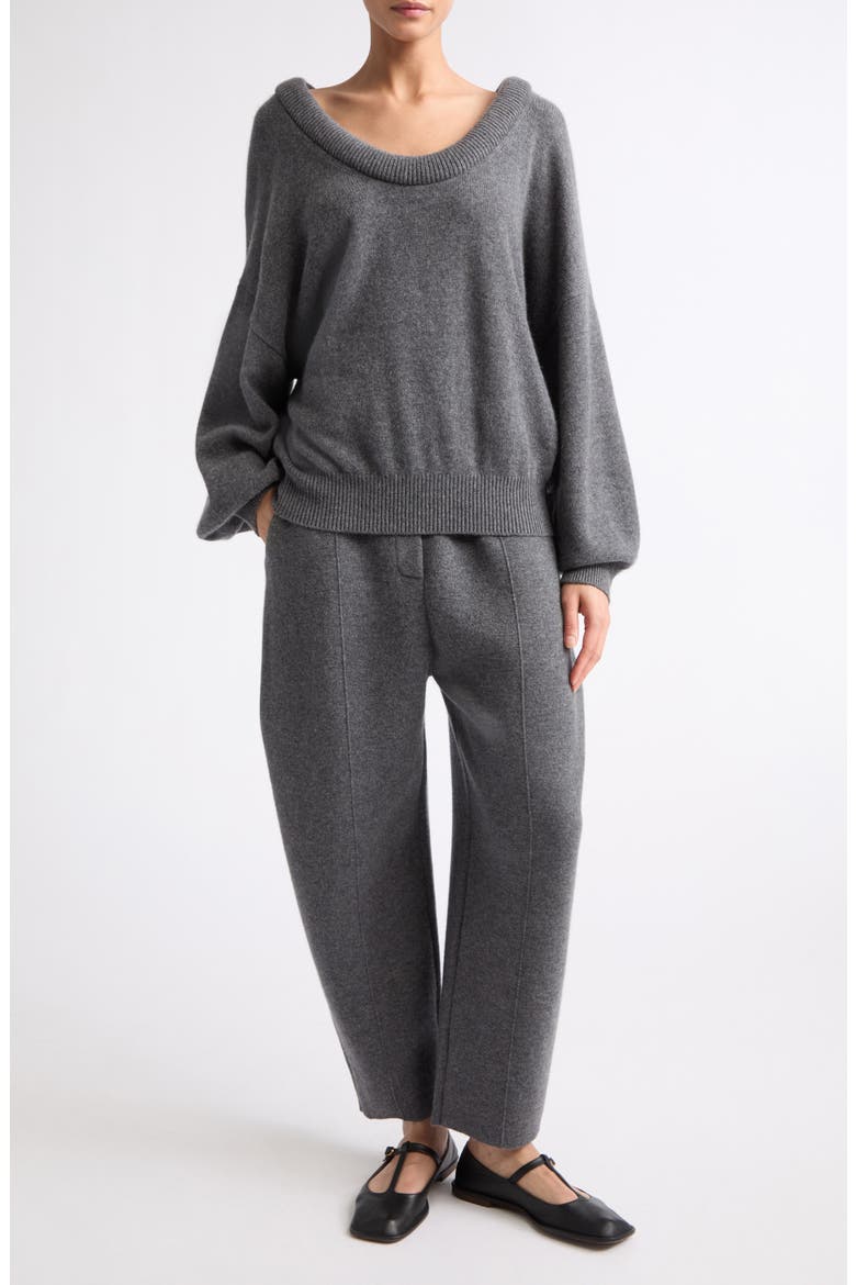 Doria Padded Scoop Neck Cashmere Sweater, Alternate, color, GRAPHITE