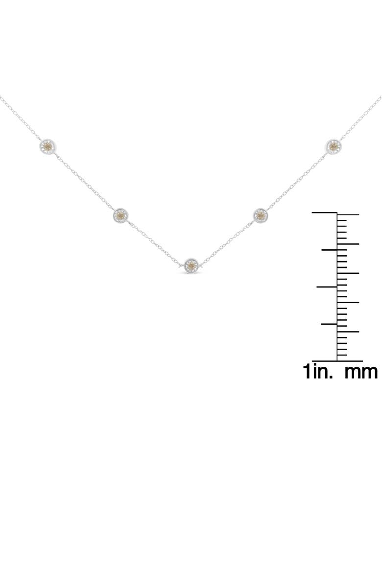 Silver Diamond Station Necklace, Alternate, color, White