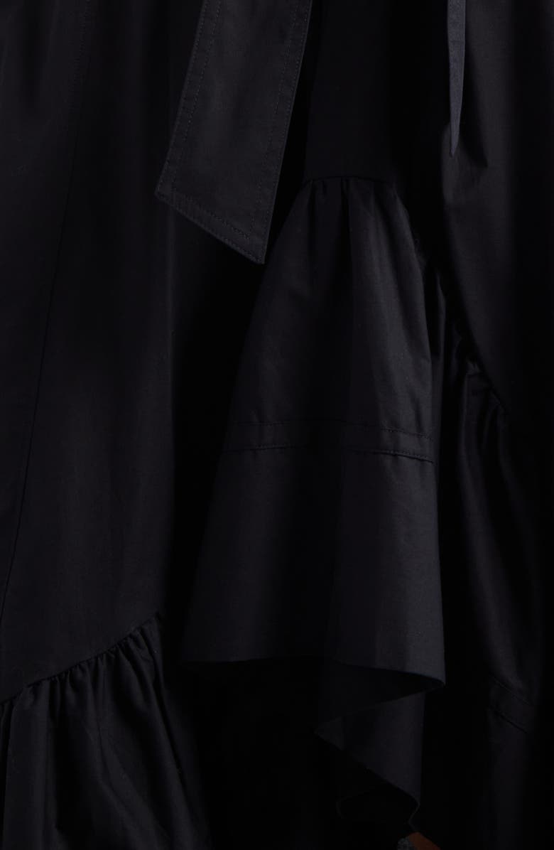 Cinq à Sept Zayla Mixed Media Ruffle Midi Dress, Alternate, color, Black