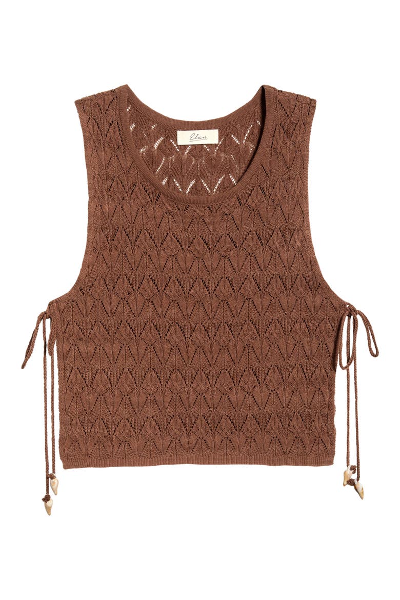 Tie Side Crop Cover-Up Top, Alternate, color, BROWN