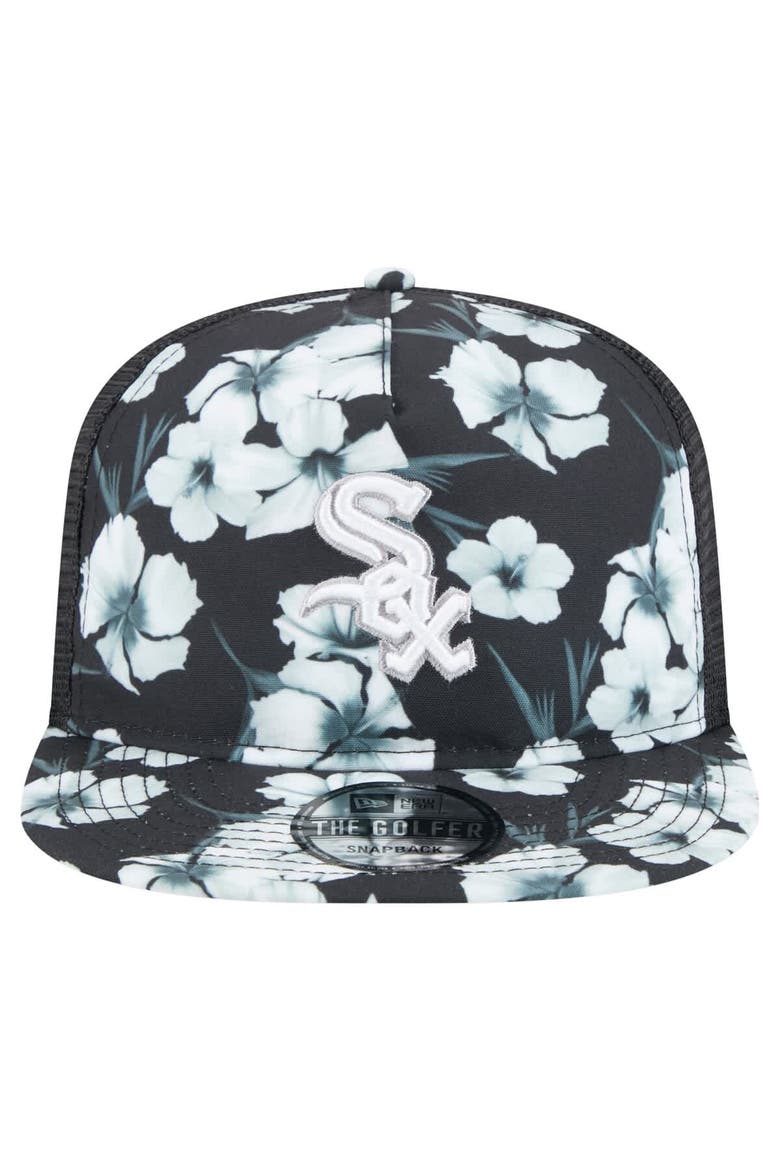 Men's New Era Black Chicago White Sox Adventure Pattern Golfer Trucker Snapback Hat, Alternate, color, Black