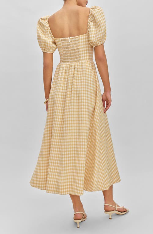 Reformation Marella Puff Sleeve Gingham Linen Midi Sundress