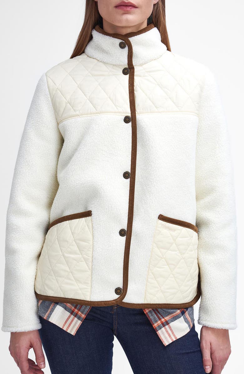 Barbour Brambles Mixed Media Faux Shearling Jacket, Main, color, 
