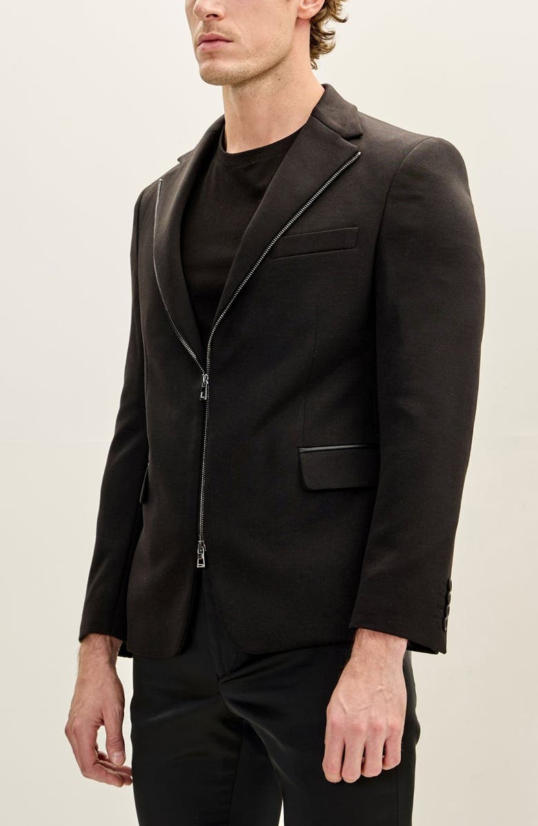 RON TOMSON Notch Lapel Zip Blazer, Alternate, color, Black