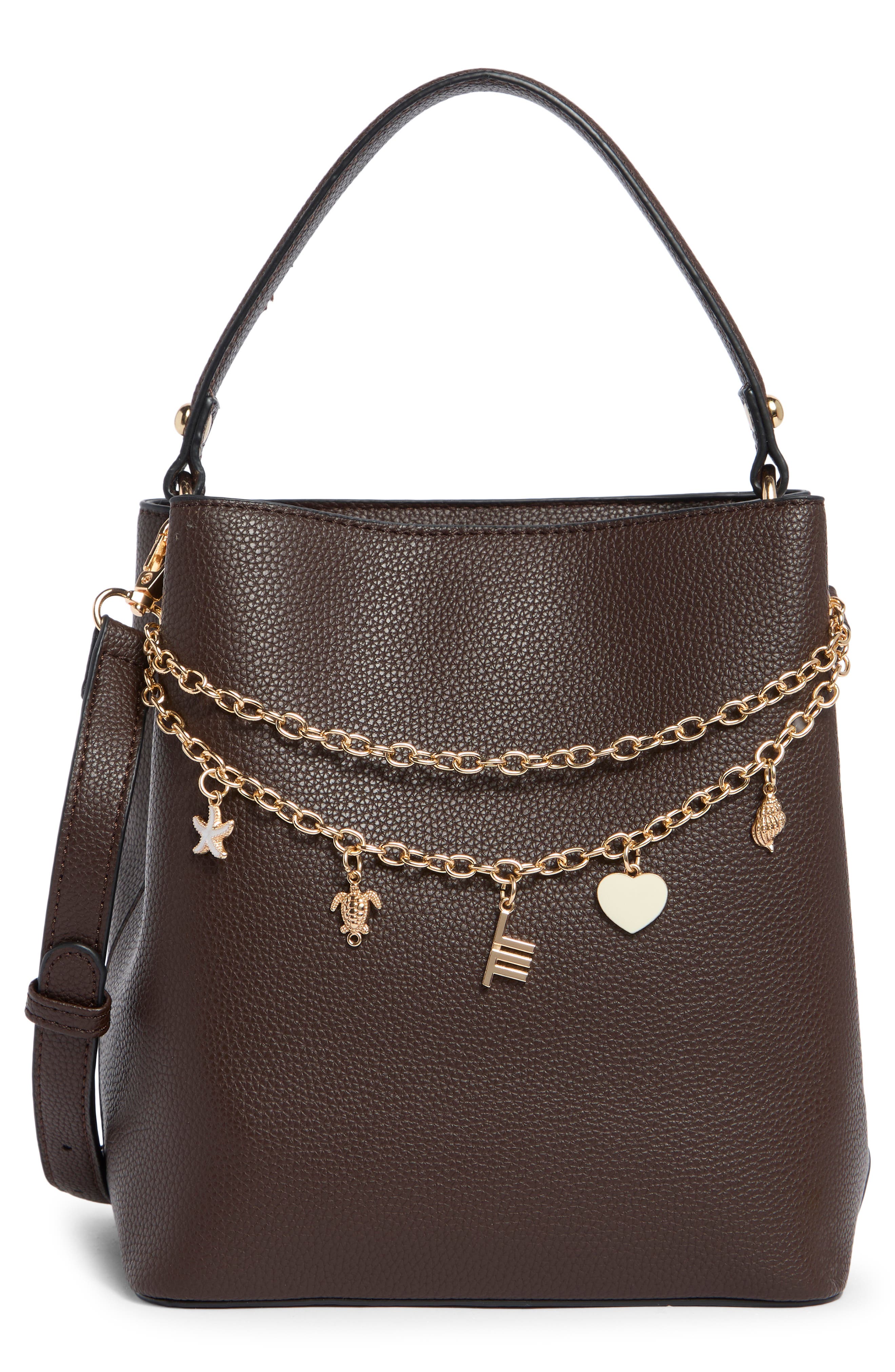 Pebbled Faux Leather Bucket Crossbody Bag