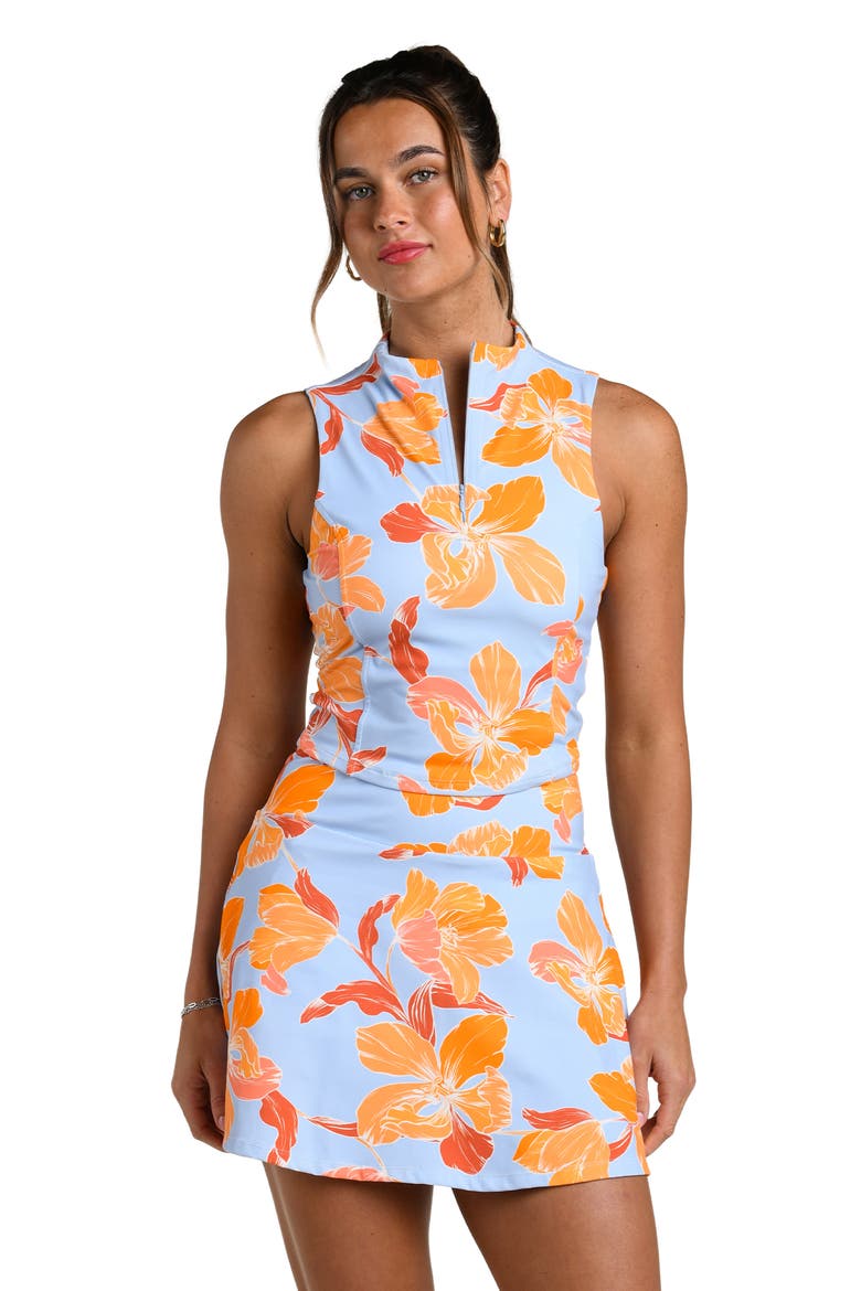 Outline Floral Half Zip Performance Tank, Alternate, color, DRIFT