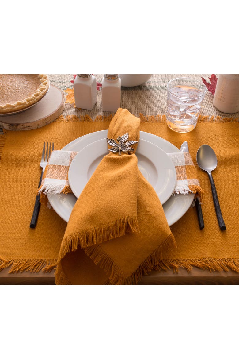 Solid Heavyweight Fringed Placemat Set/6, Alternate, color, Pumpkin Spice