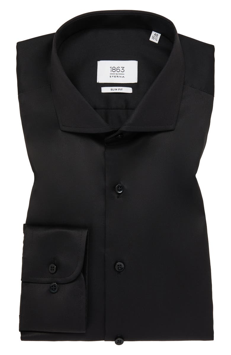 1863 by Eterna Luxury Slim Fit Non-Iron Dress Shirt, Alternate, color, Black