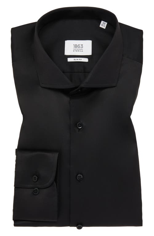 1863 By Eterna Luxury Modern Fit Non-iron Dress Shirt In Black