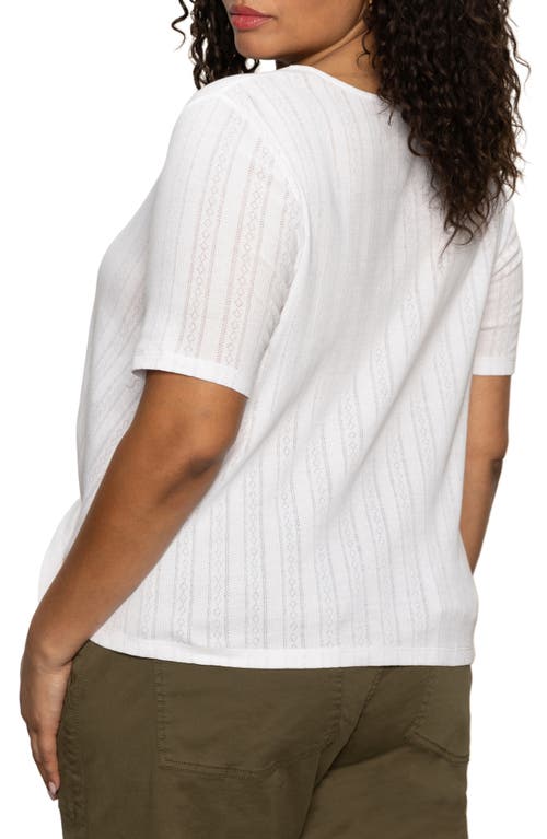 Sanctuary Tie Front Cotton Pointelle Top In White