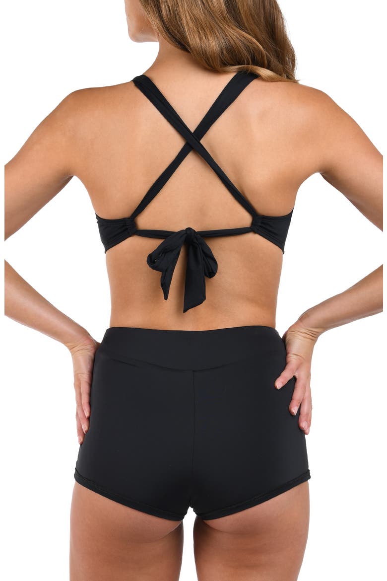 Shirred Bikini Top, Alternate, color, BLACK