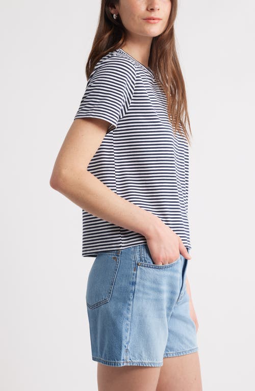 Shop Caslonr Caslon(r) Stripe Crop T-shirt In Navy- White Beck Stripe