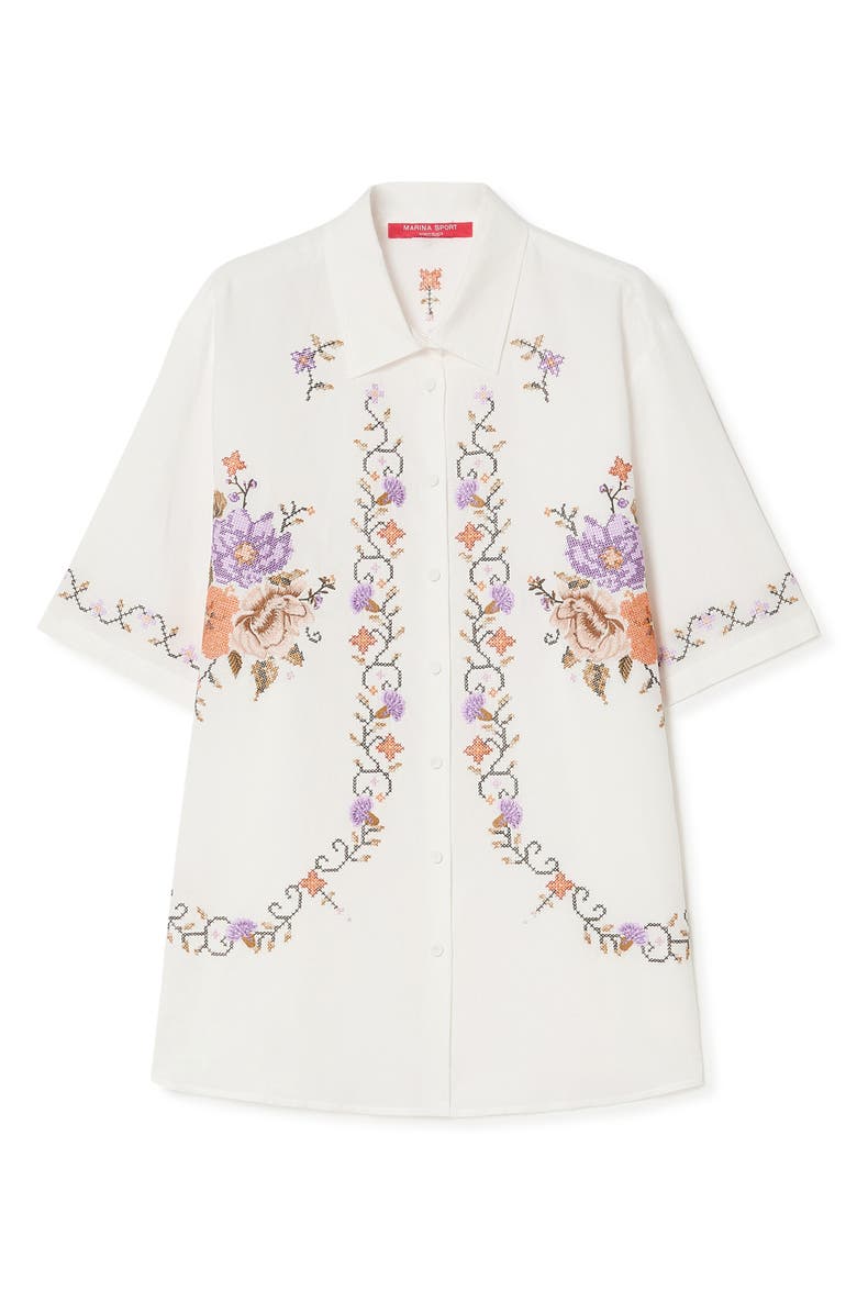 Marina Rinaldi Emblema Woven Shirt, Alternate, color, Ivory