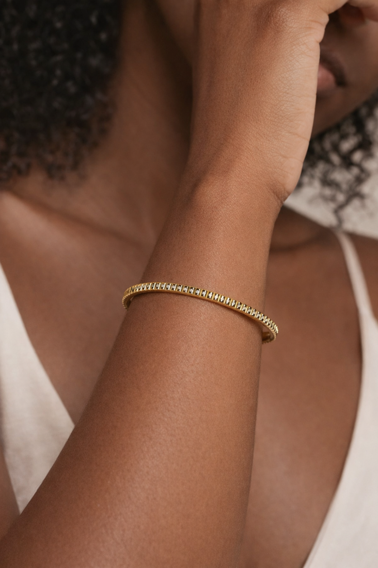Elara Diamond Bangle, Alternate, color, Yellow Gold