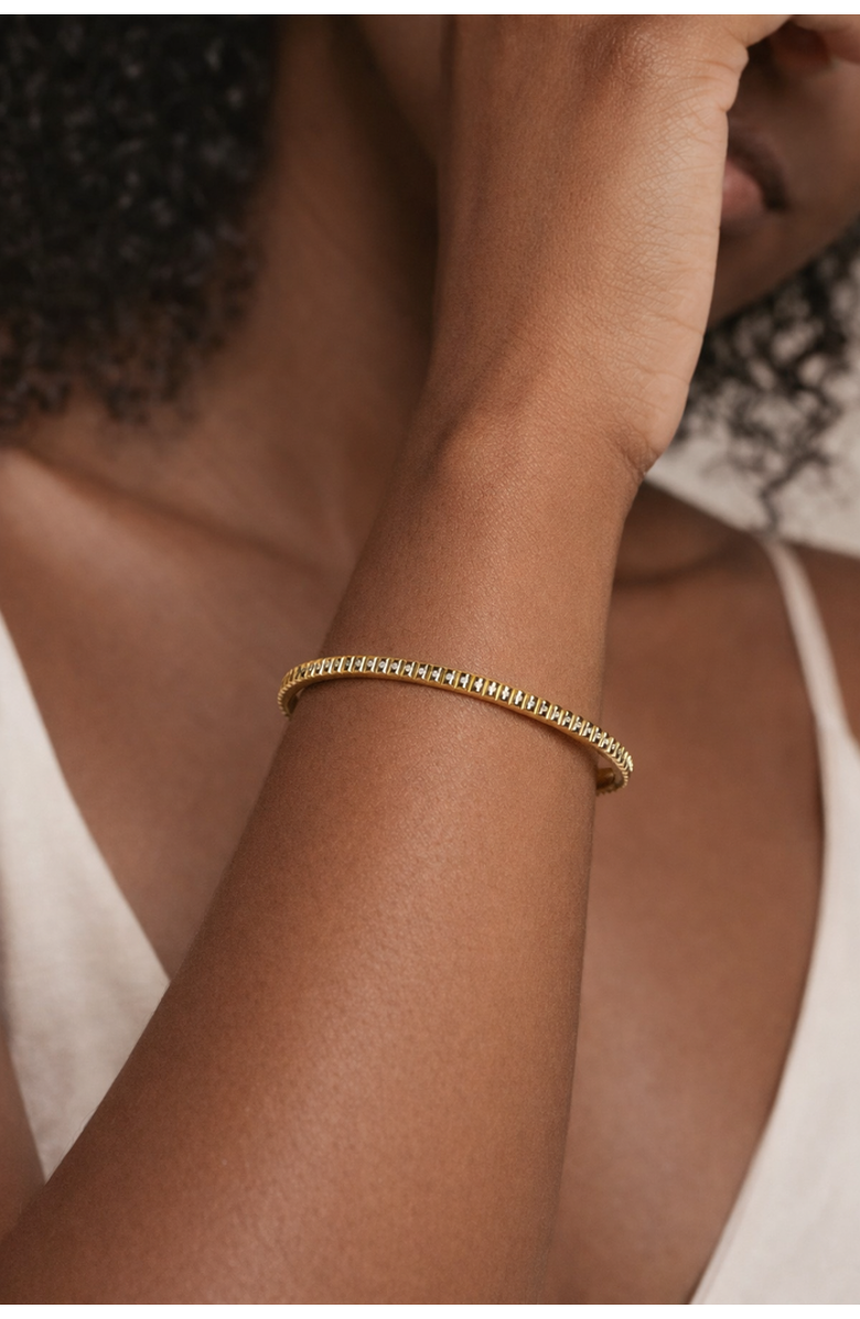 ZARUX Elara Diamond Bangle, Alternate, color, Yellow Gold