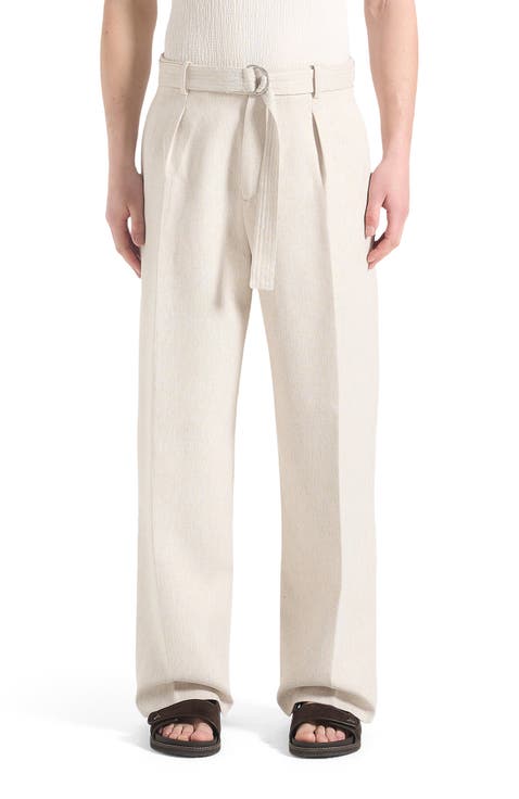 Loic Wide Leg Textured Trousers with Belt
