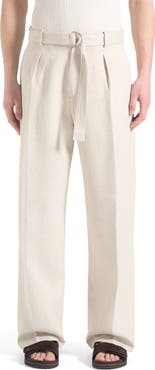 Manière De Voir Loic Wide Leg Textured Trousers with Belt
