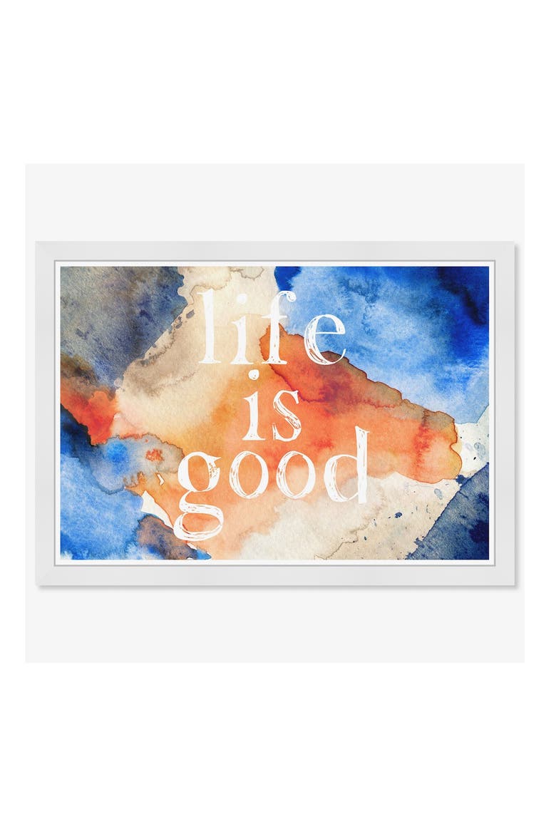 Life Is Good Coral Orange Framed Wall Art, Alternate, color, ORANGE
