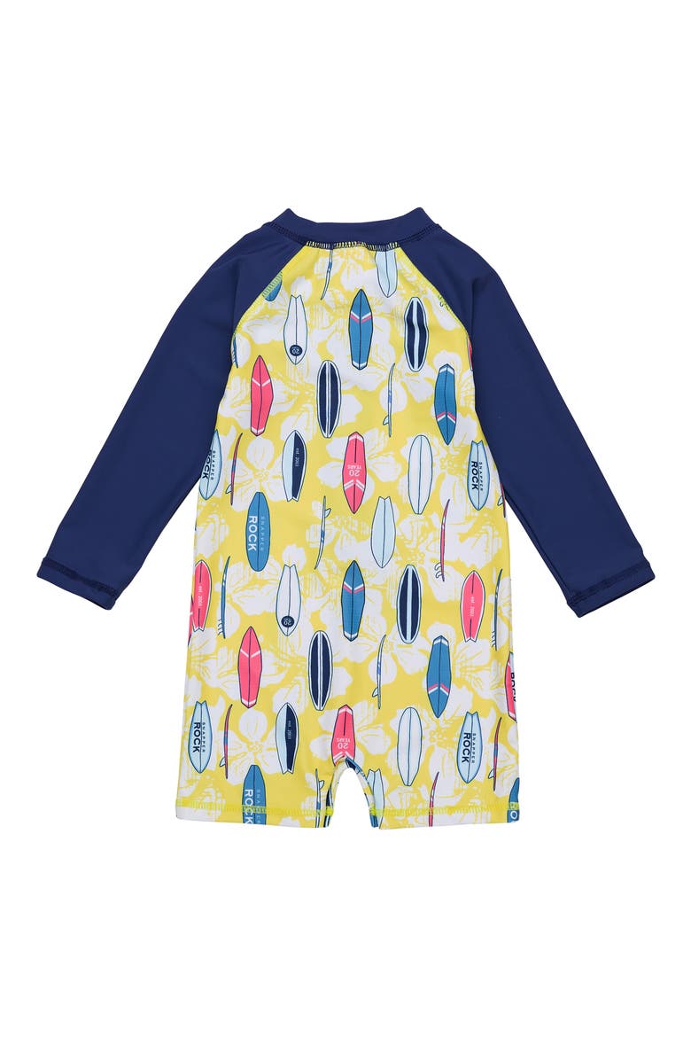 Kids' Rock the Board One-Piece Rashguard Swimsuit, Alternate, color, YELLOW