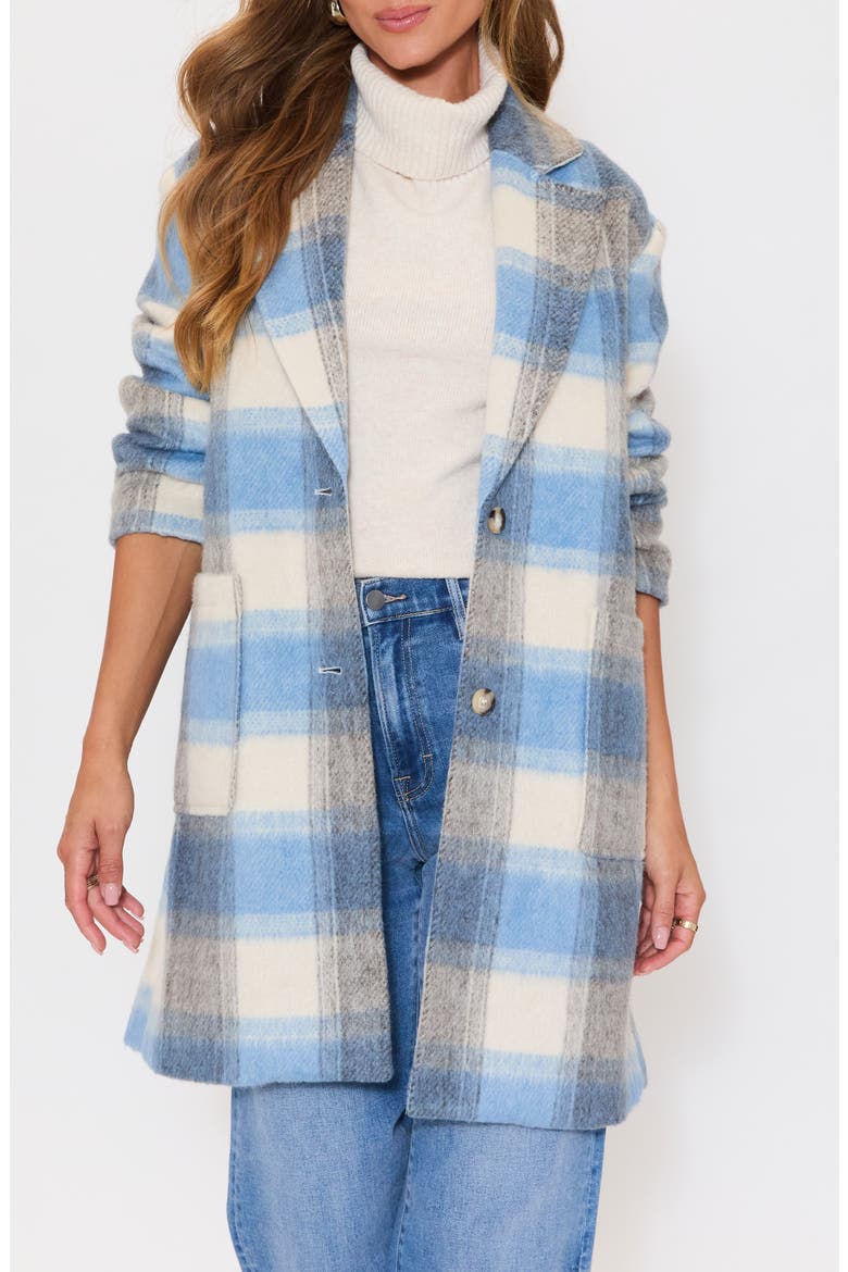 Geneva Brushed Plaid Coat, Alternate, color, BLUE MULTI