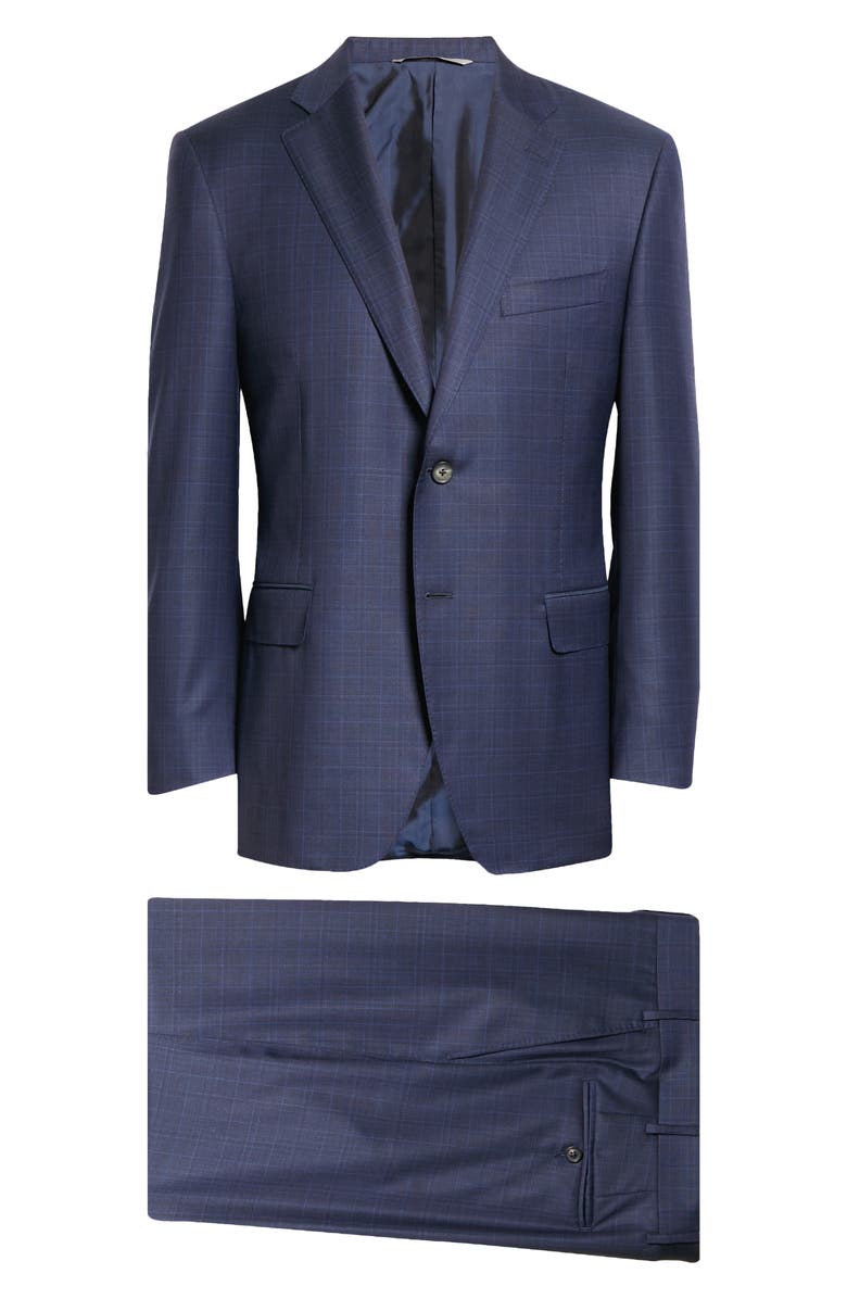 Canali Siena Plaid Wool Suit, Main, color,
