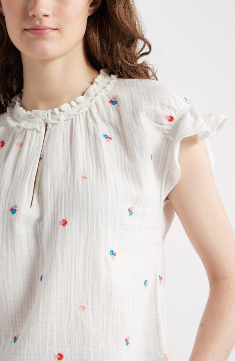 Caslon<sup>®</sup> Embroidered Cotton Gauze Top, Alternate, color, 