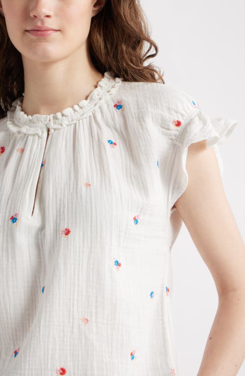 Caslonr Caslon(r) Embroidered Cotton Gauze Top