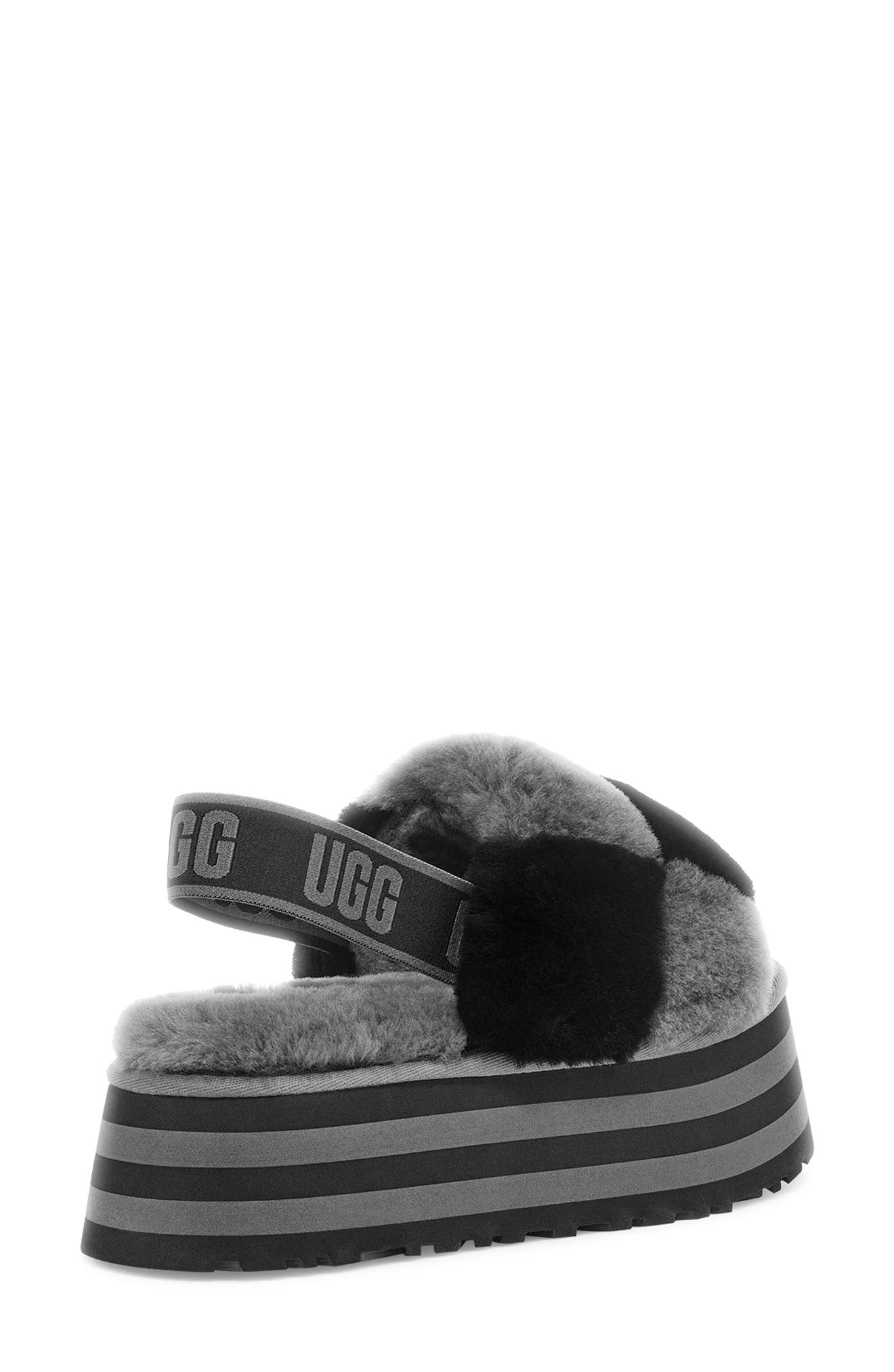 UGG<sup>®</sup> Disco Check Genuine Shearling Slingback Platform Slipper, Alternate, color, 