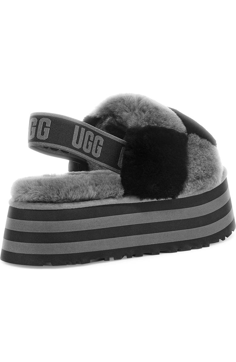 UGG<sup>®</sup> Disco Check Genuine Shearling Slingback Platform Slipper, Alternate, color,
