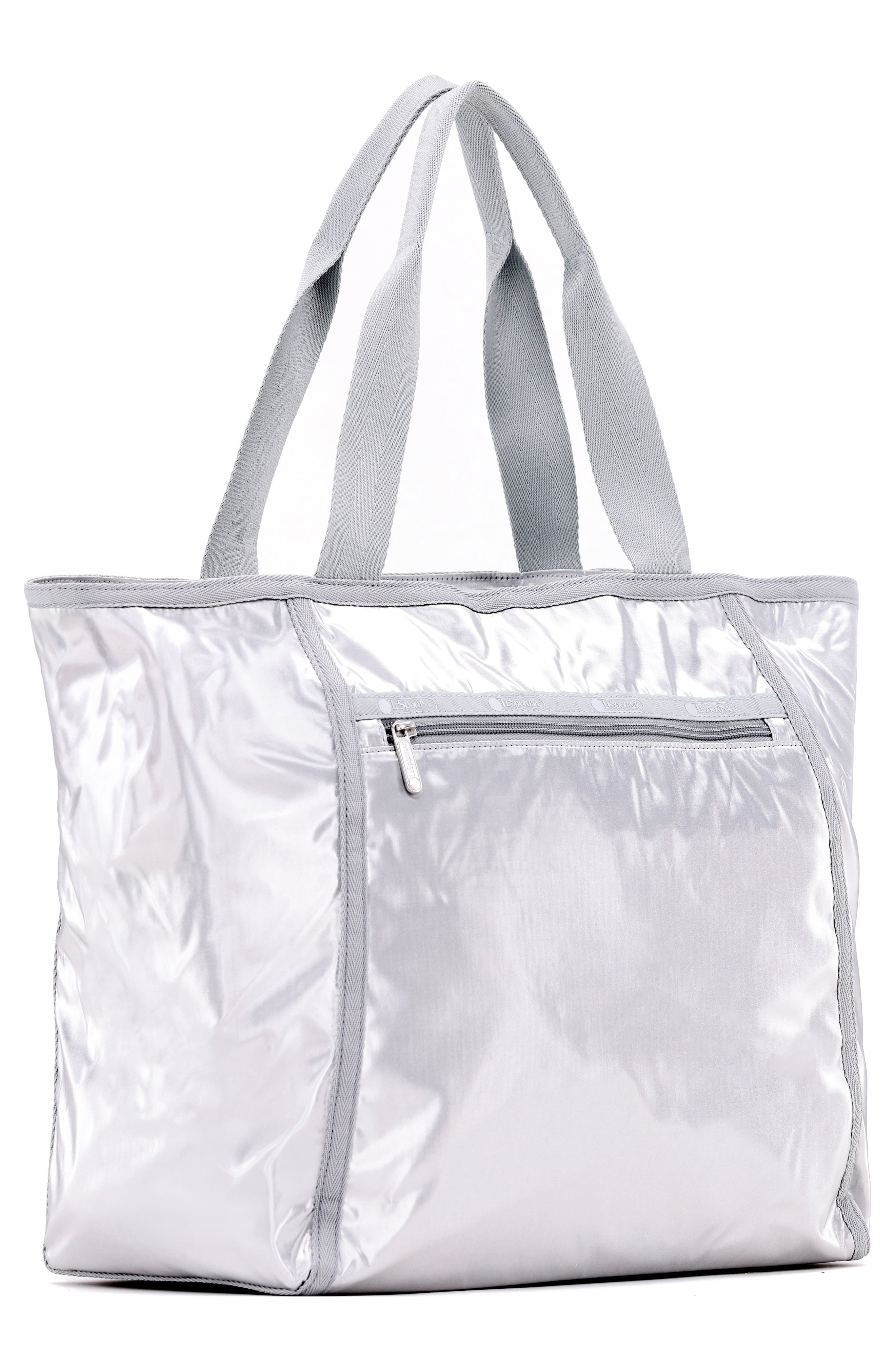 Shine Classic Nylon Tote, Alternate, color, SILVER SHINE