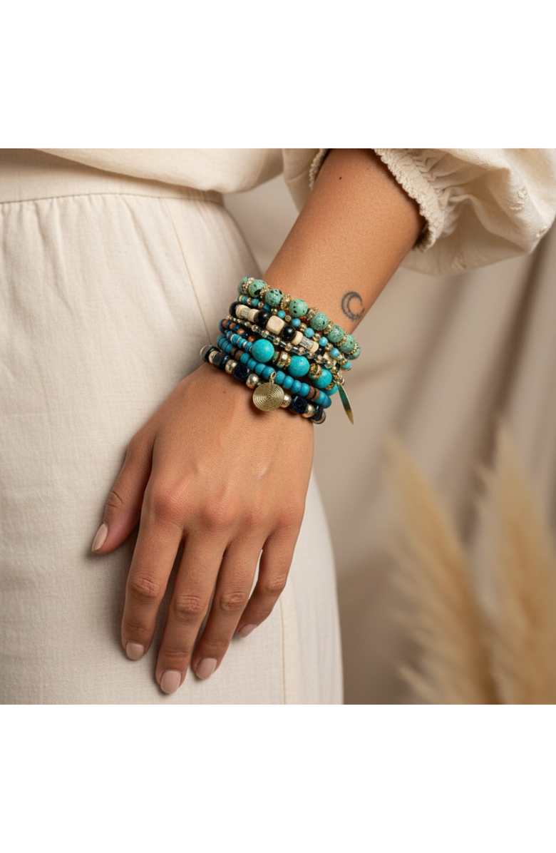Humanist Beauty Bohemian Stacking Bracelet Set, Alternate, color, Turquoise