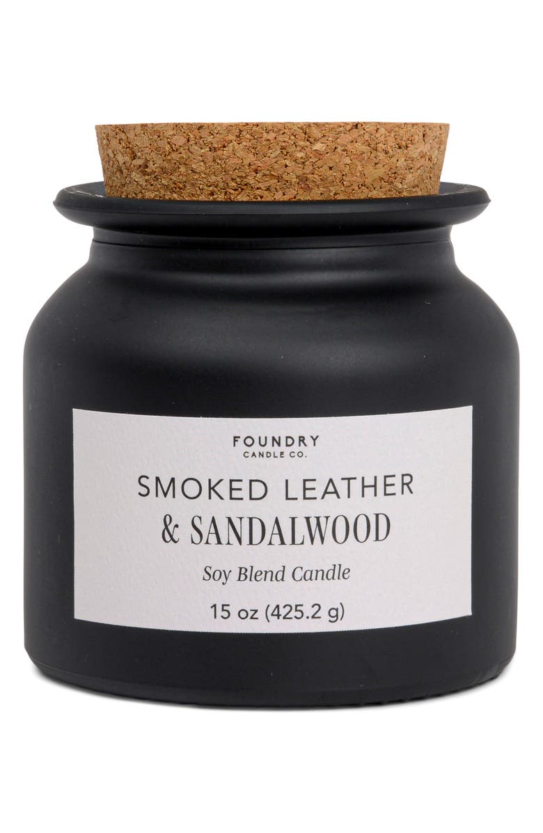 Paddywax Apothecary Jar Fragrance Candle with Cork Lid, Main, color, Leather & Sandlewood