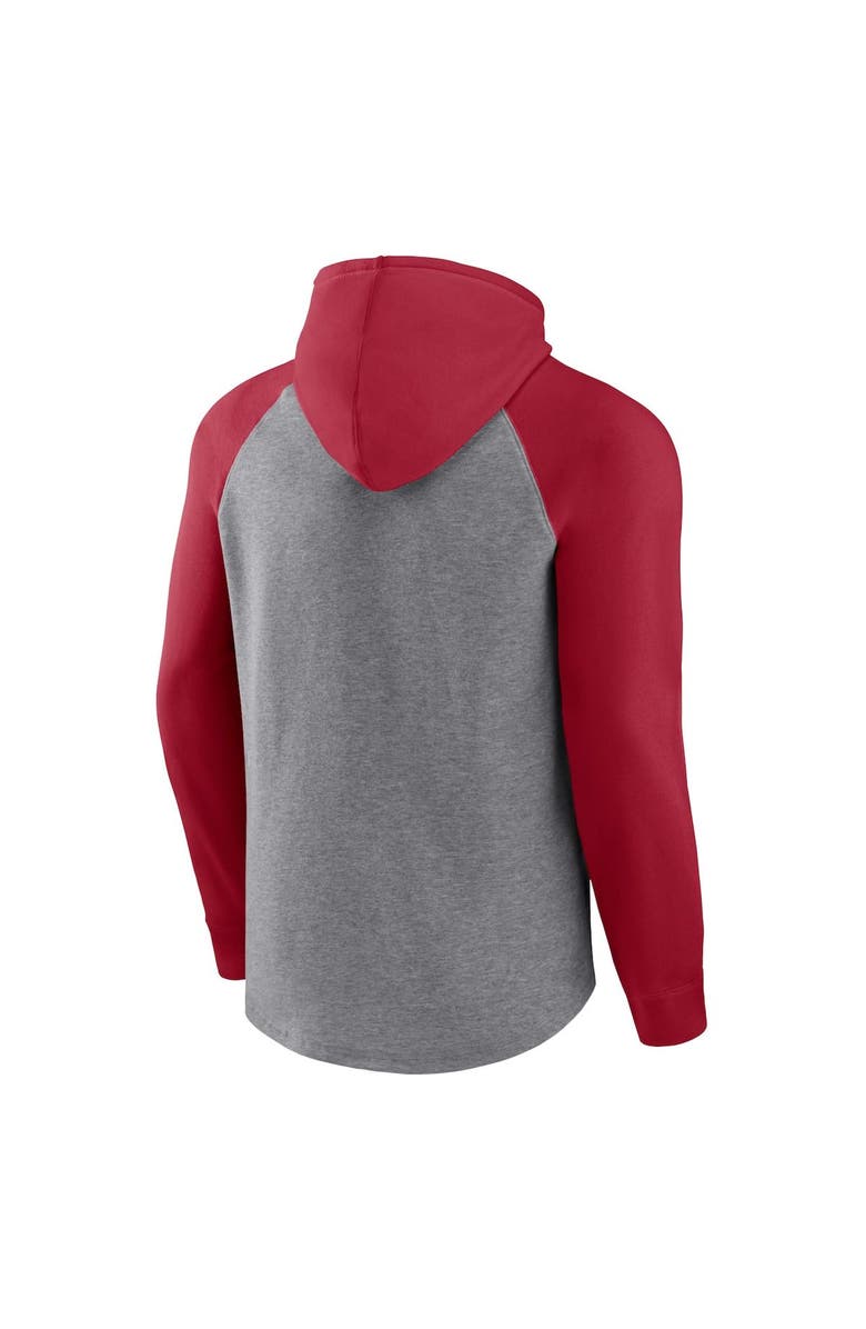 FANATICS Men's Fanatics Branded Crimson/Heather Gray Oklahoma Sooners Wrap Up Raglan Pullover Hoodie, Alternate, color, Crimson
