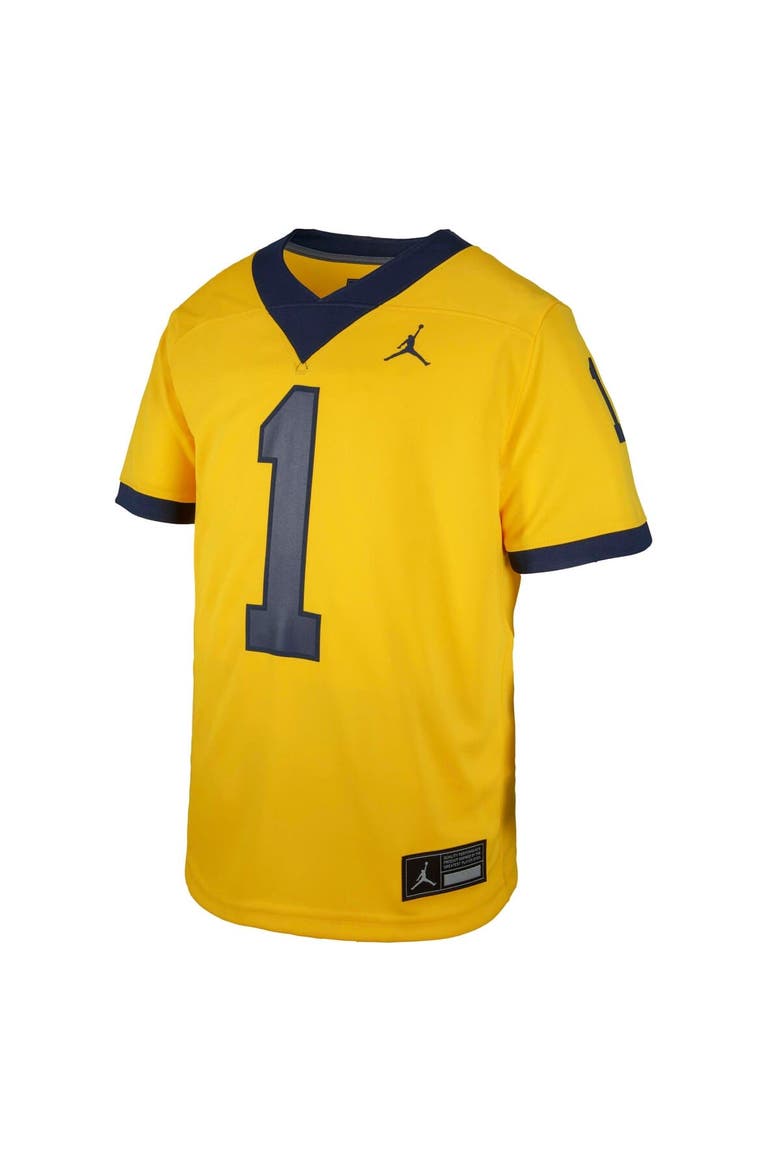 Youth Jordan Brand #1 Maize Michigan Wolverines  Untouchable Replica Game Jersey, Alternate, color, Maize
