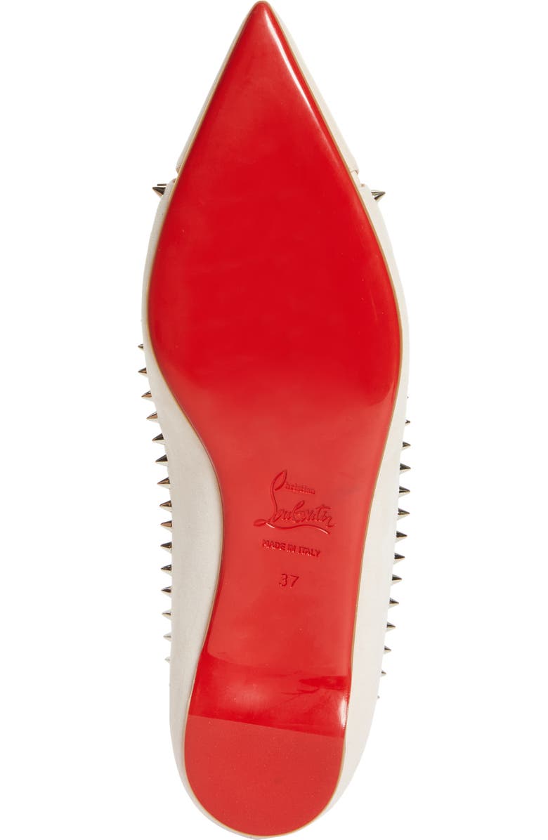 Christian Louboutin Duvettina Spikes Pointed Toe Ballet Flat, Alternate, color, F608 Leche/ Lin Leche