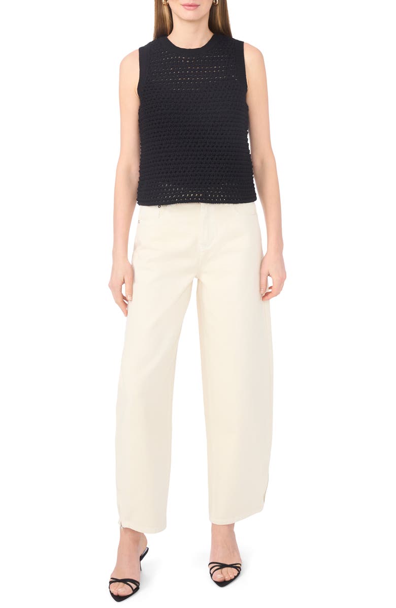 1.STATE Open Stitch Cotton Blend Sweater Tank, Alternate, color, Rich Black