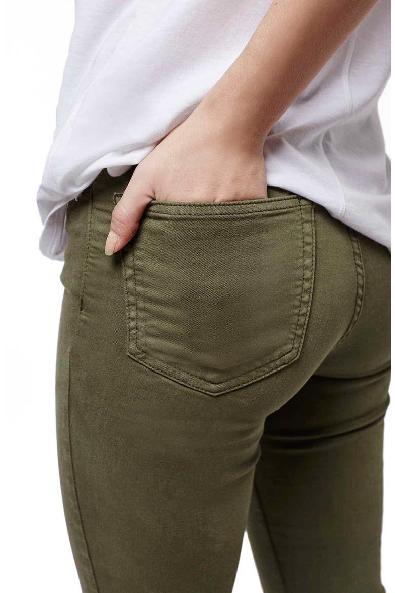 Moto 'Jamie' Skinny Ankle Jeans, Alternate, color, OLIVE