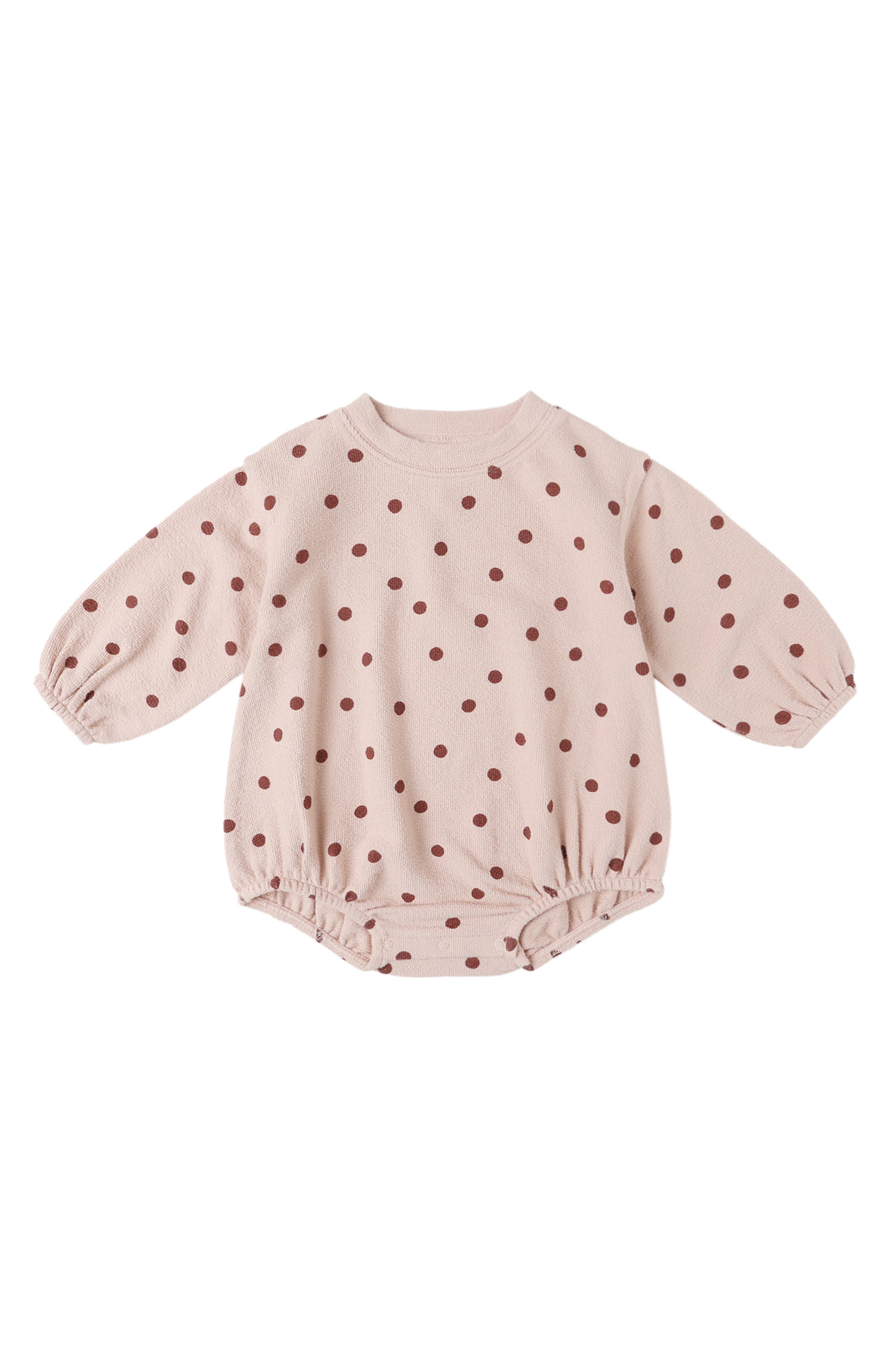 Spongey Polka Dot Stretch Cotton Knit Romper