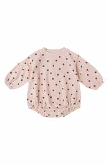 Spongey Polka Dot Stretch Cotton Knit Romper