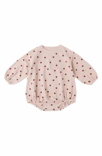 Spongey Polka Dot Stretch Cotton Knit Romper